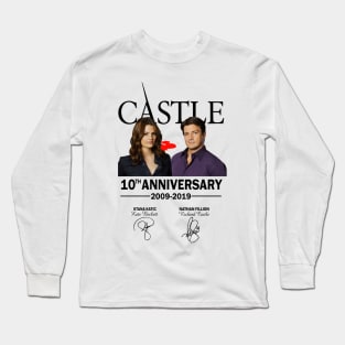 Castle, 10th, Anniversary, 2009, 2019, Stana, Katic, Kate, Beckett, Nathan, Fillion, Richard, White Long Sleeve T-Shirt